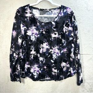 Simply Vera Wang‎ Women Velvet Burnout Top Size XL Dark Floral Fairy Grunge